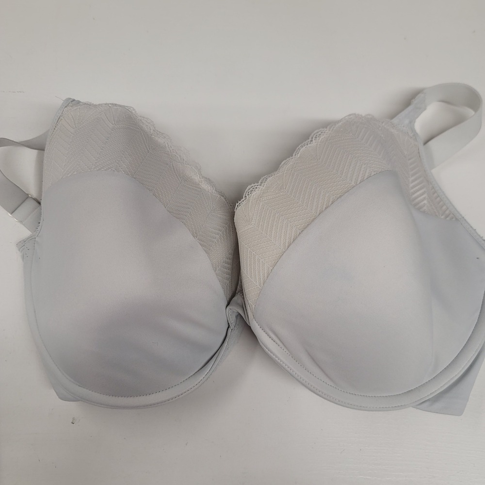 Womens White Lace Trim Underwire Full Coverage Bra Comfortable